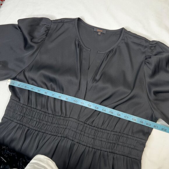 Quince Washable Stretch Silk Tiered Maxi Dress Short Sleeve Black XL - Picture 9 of 15